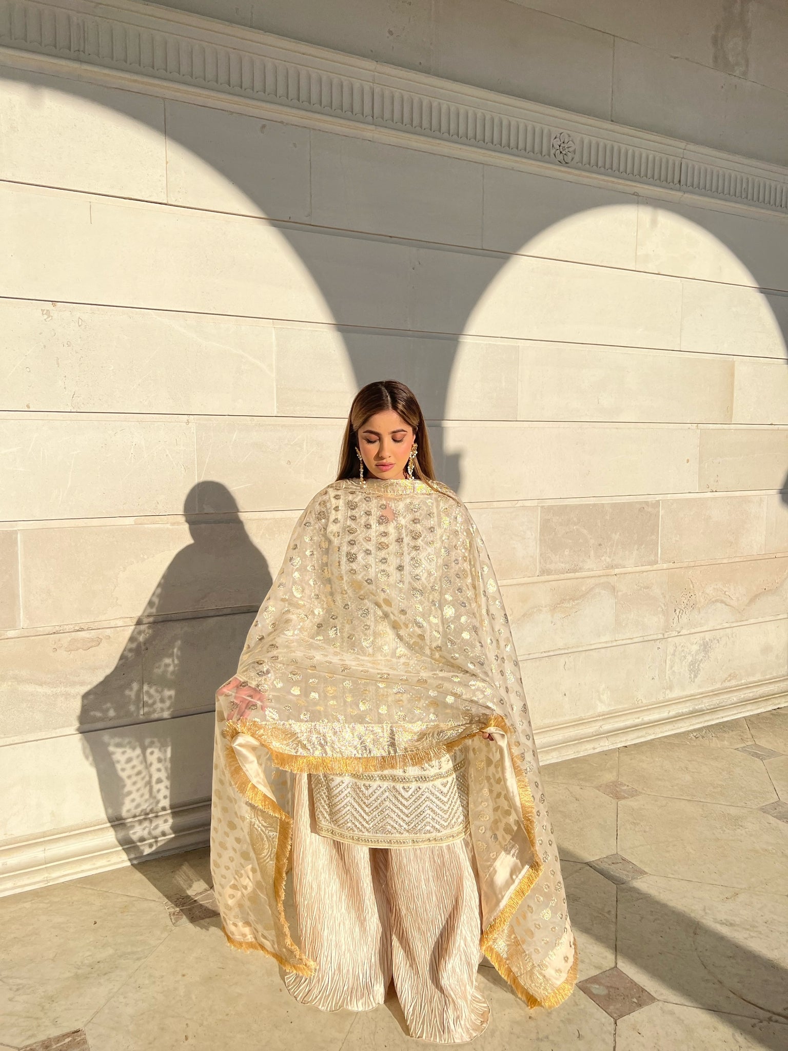 White & Gold Outfit - MaisonDuModa 3 Piece Dress