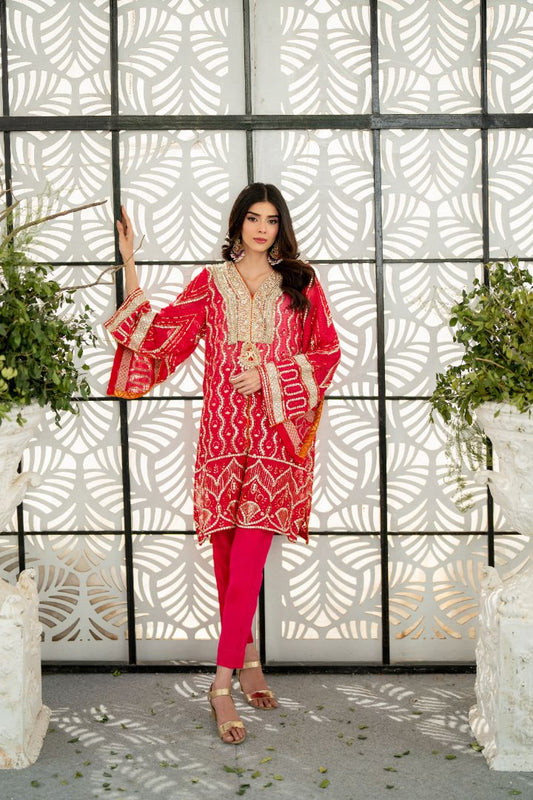 Fuschia Festive Pick - MaisonDuModa 3 Piece Dress