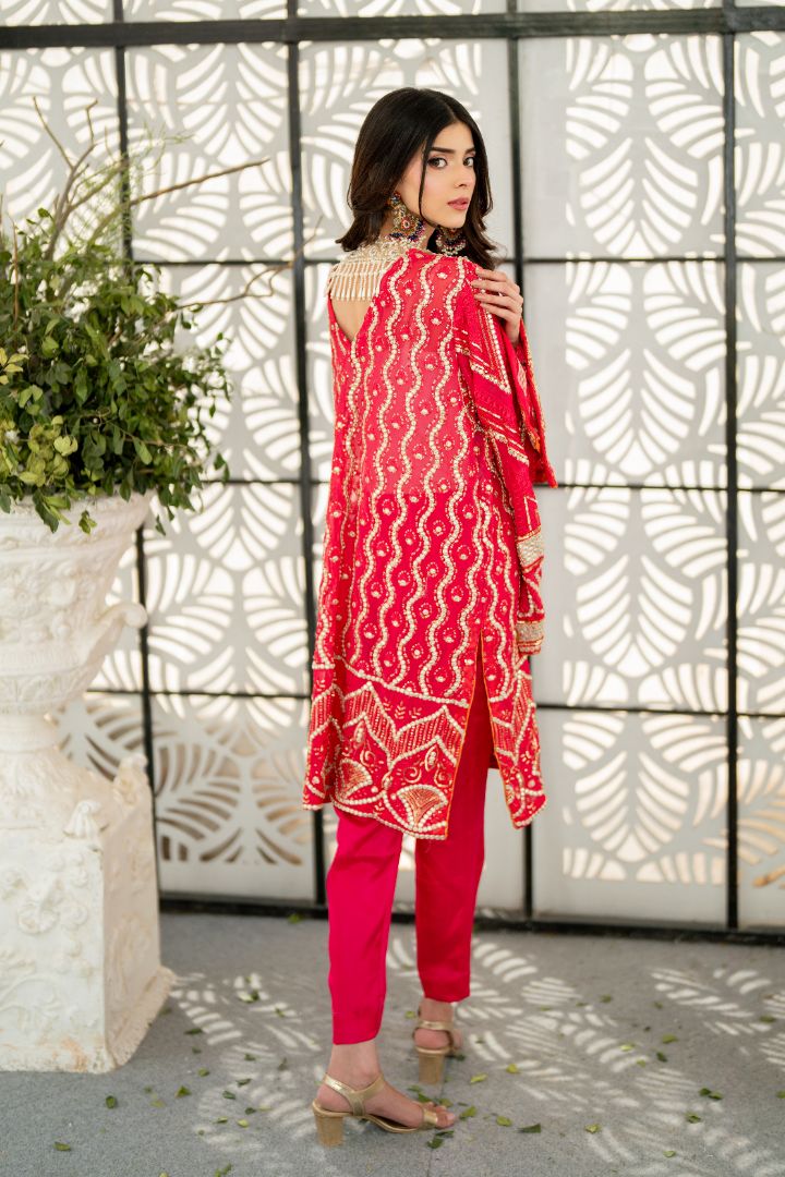 Fuschia Festive Pick - MaisonDuModa 3 Piece Dress