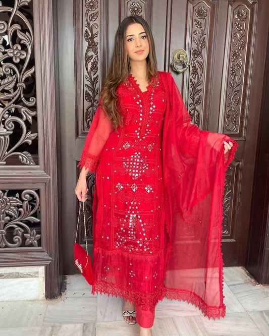 ISSA RED ROSE - MaisonDuModa 3 Piece Dress