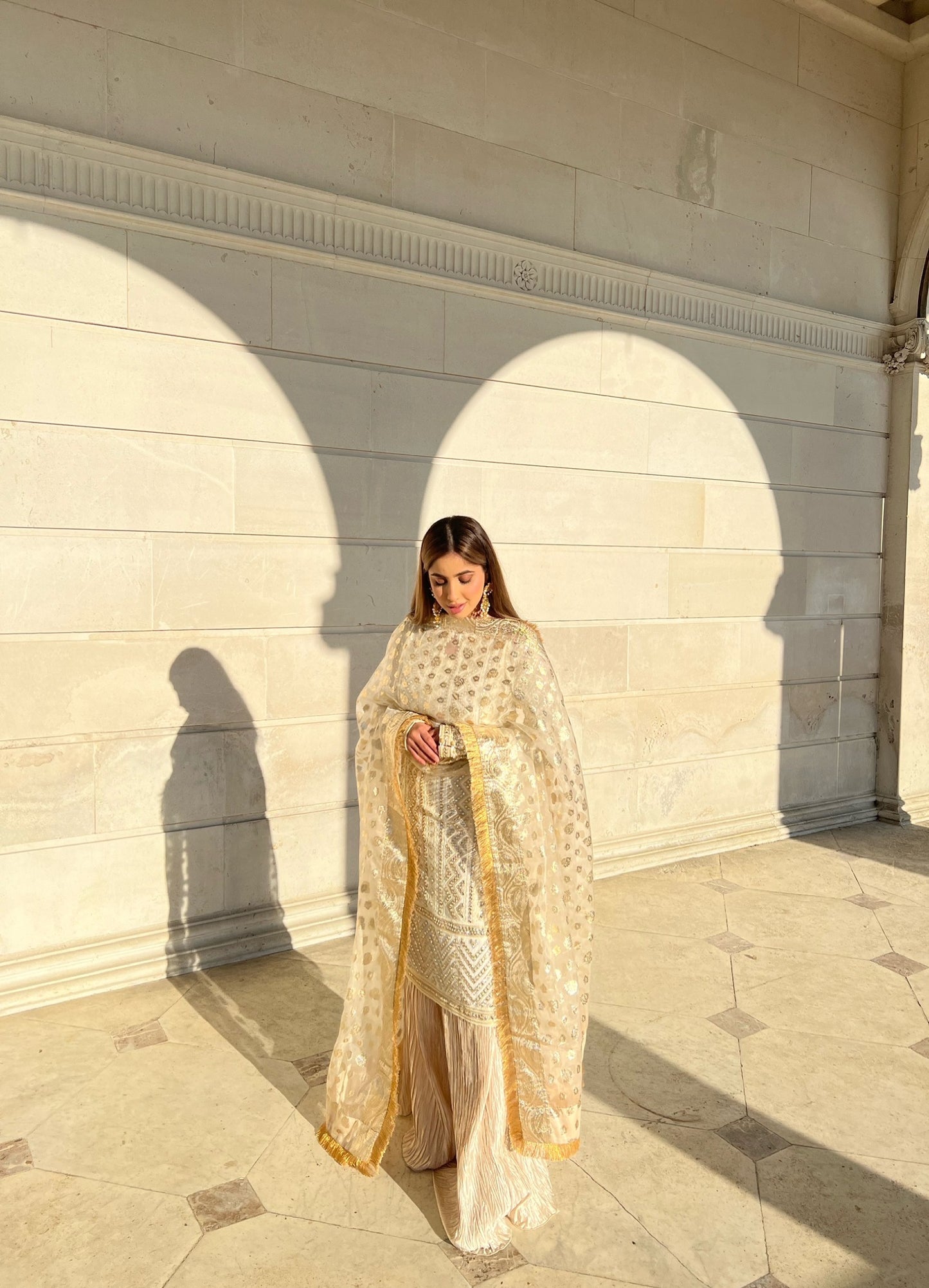 White & Gold Outfit - MaisonDuModa 3 Piece Dress