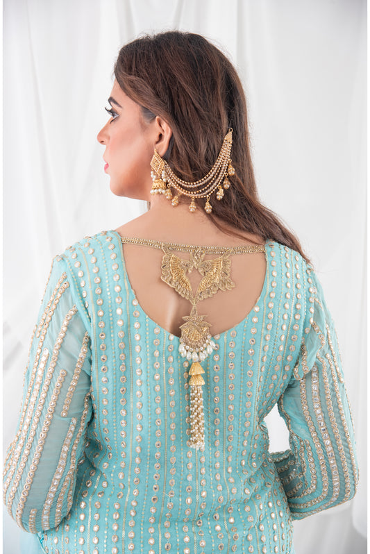 Ice Blue Can Can Lehnga - MaisonDuModa 2 Piece Dress