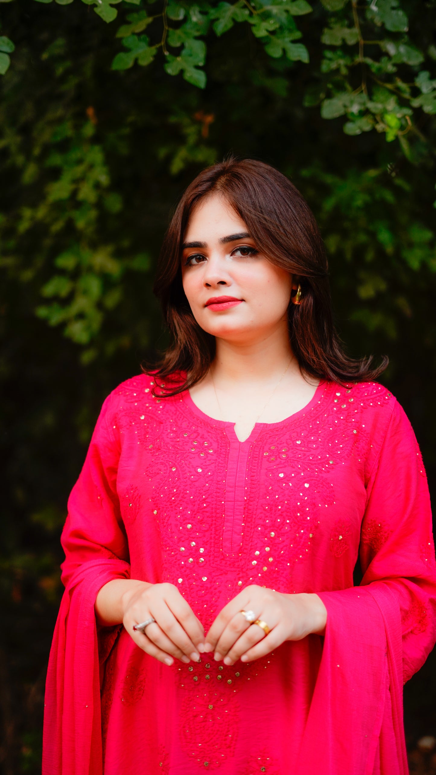 Pink Mukesh Chikankari Set