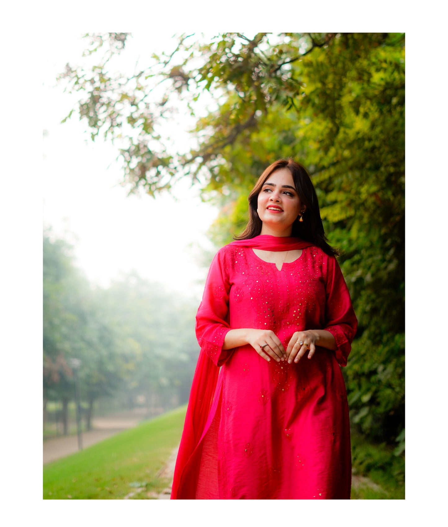 Pink Mukesh Chikankari Set