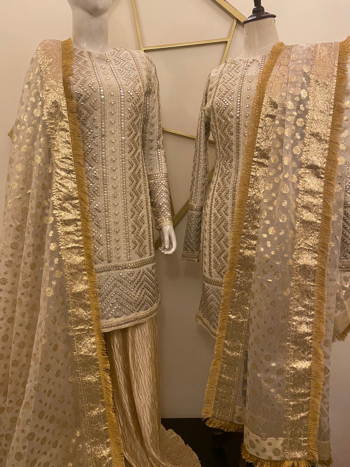 White & Gold Outfit - MaisonDuModa 3 Piece Dress