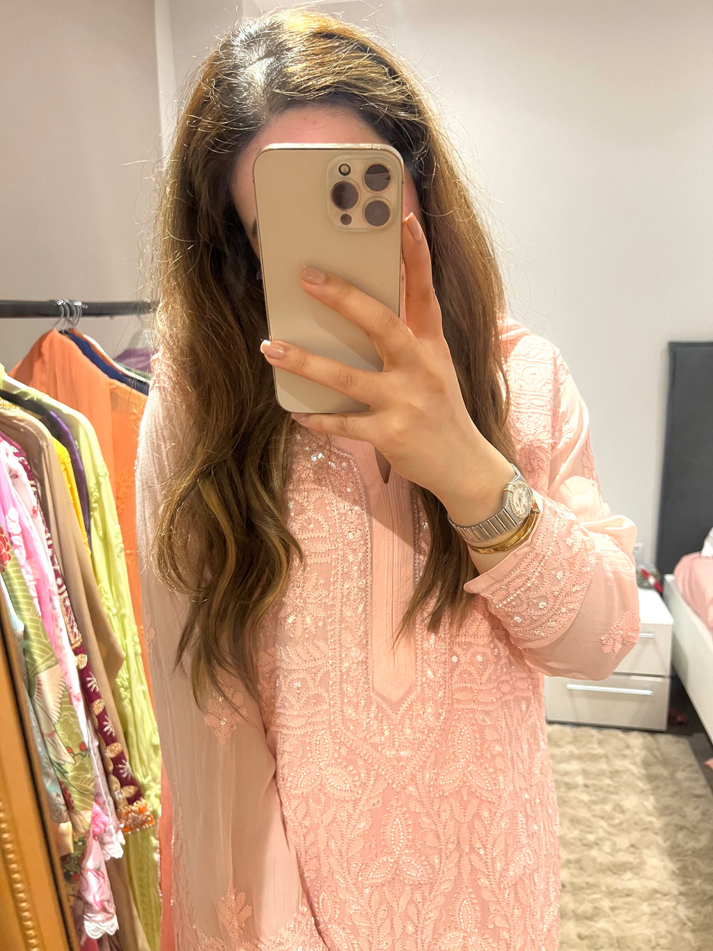 Baby pink chikankari set !