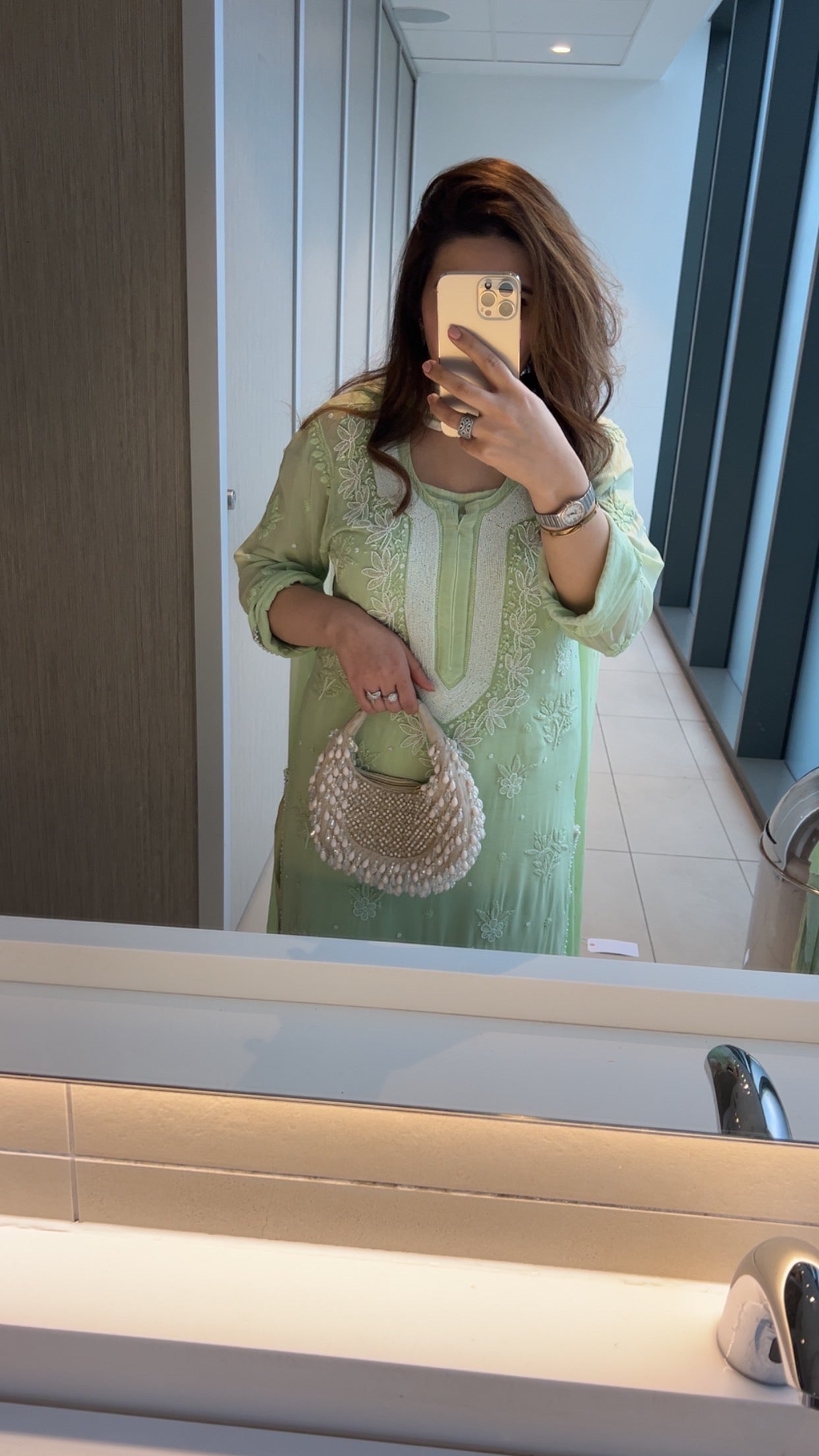 Pink and Kiwi florals and pearls!