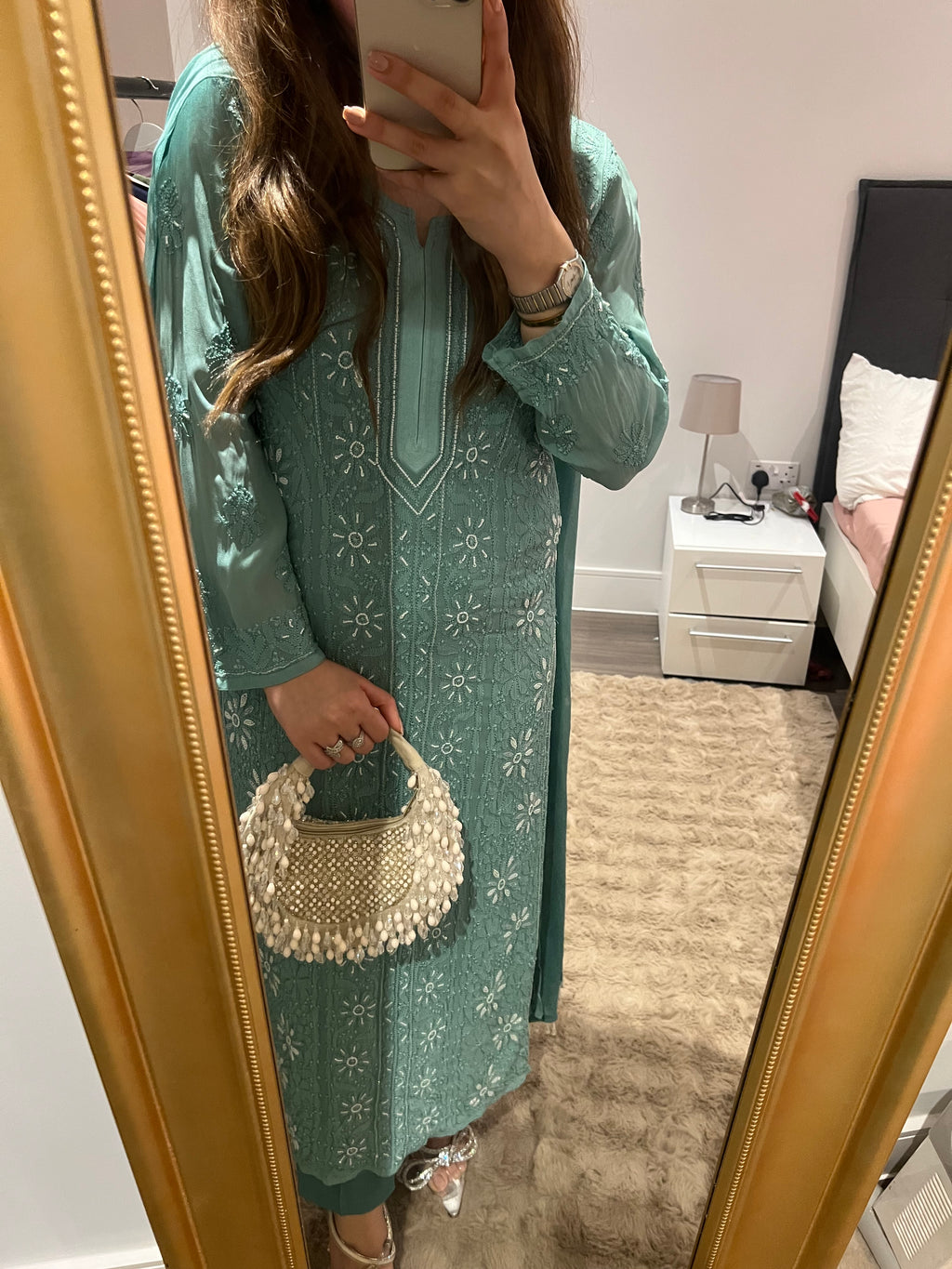 Sea Green Chikankari outfit!