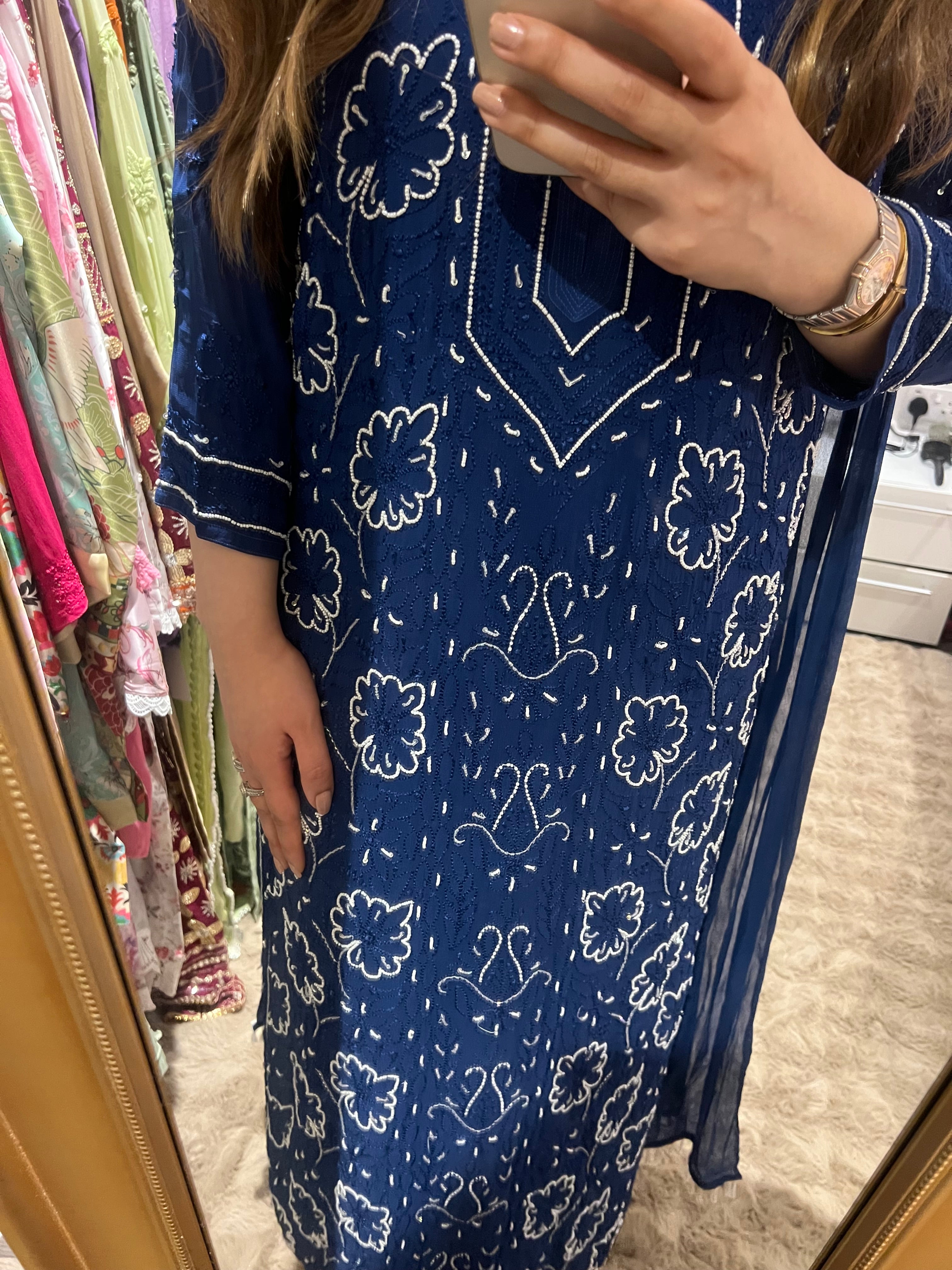 Royal Blue chikankari outfit!