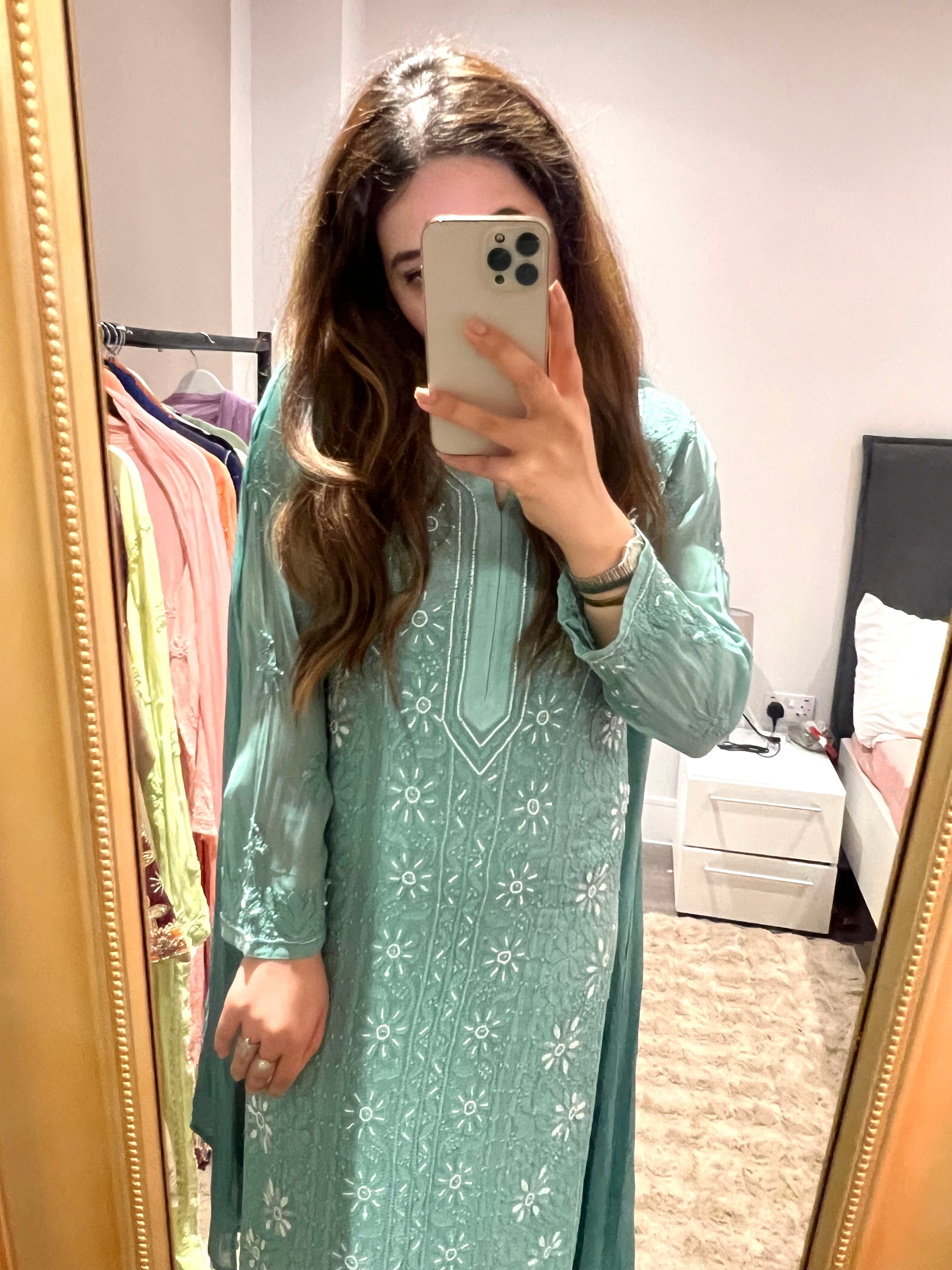 Sea Green Chikankari outfit!