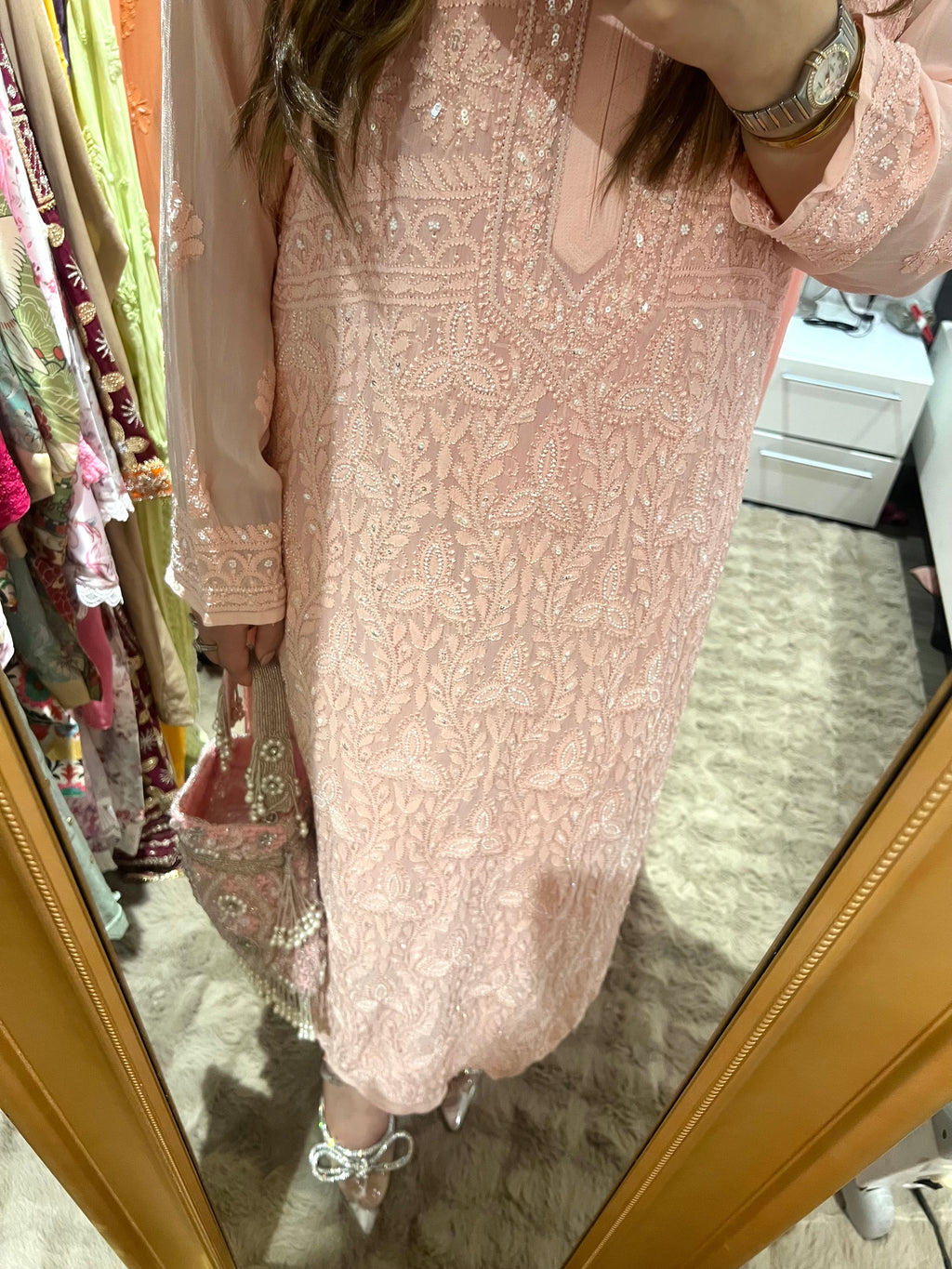 Baby pink chikankari set !