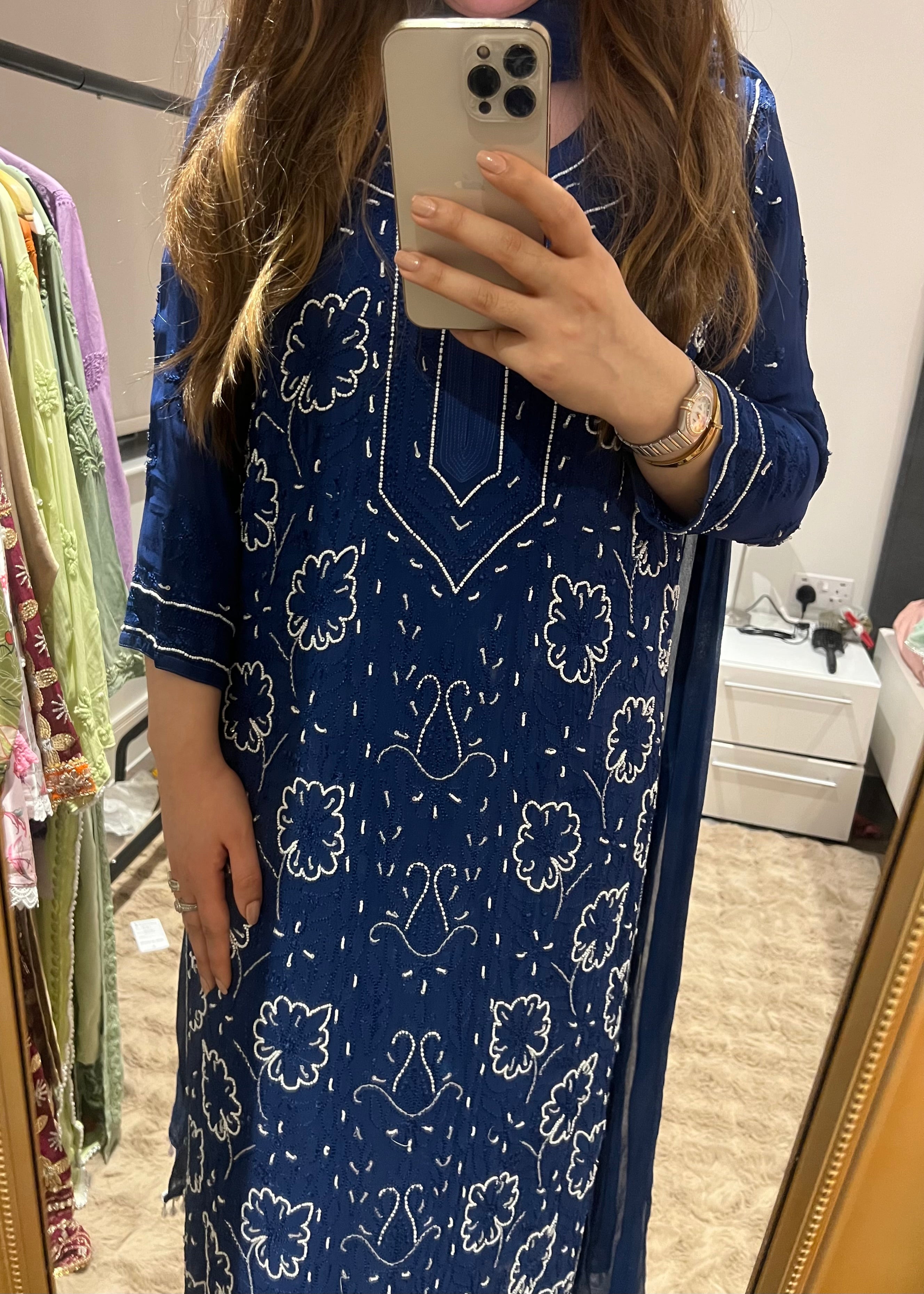 Royal Blue chikankari outfit!