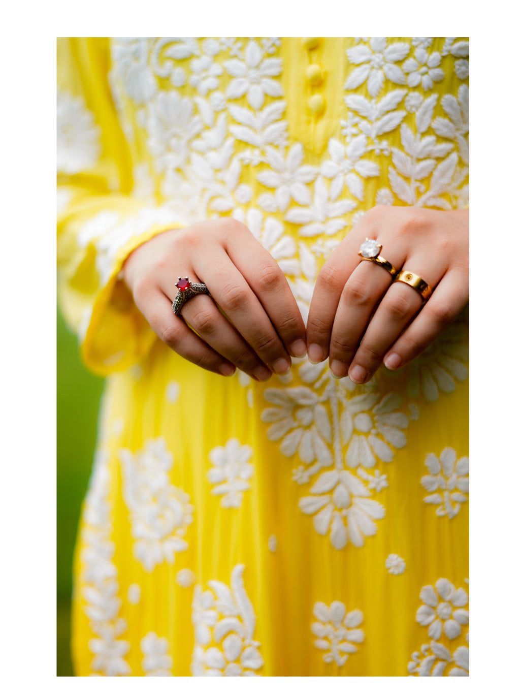 Yellow/Pink Chikankari Kurta