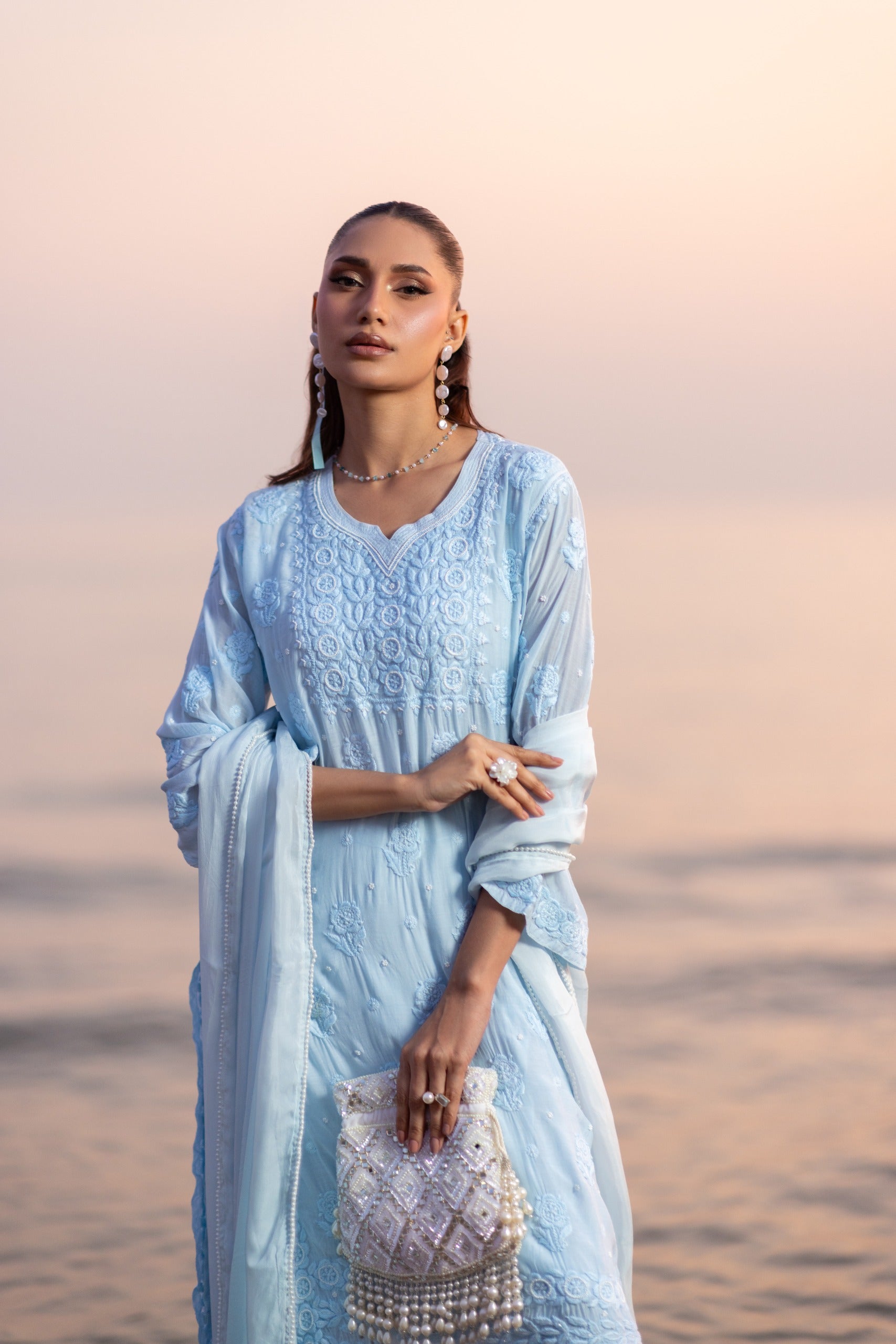 Mirror and Pearls Potli Bag