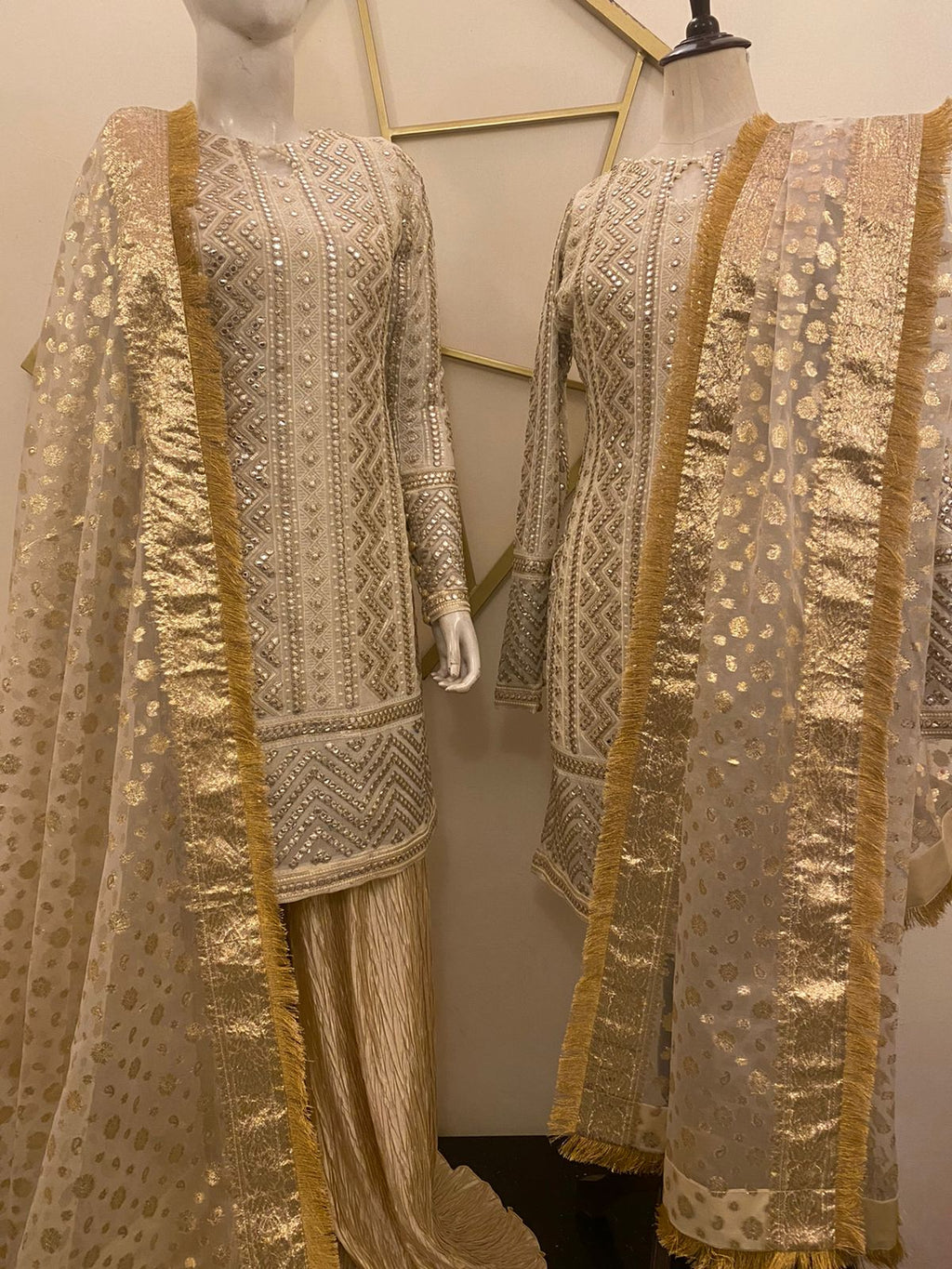 White & Gold Outfit - MaisonDuModa 3 Piece Dress